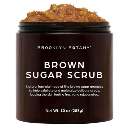 Brooklyn Botany Brown Sugar Body Scrub - Moisturizing and Exfoliating Body, Face, Hand, Foot Scrub - Fights Acne, Fine Lines & Wrinkles, Great Gifts For Women & Men - 10 oz