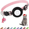 Airtag Cat Collar, Air tag Cat Collar with Bell and Safety Buckle in 3/8" Width, Reflective Collar with Waterproof Airtag Holder Compatible with Apple Airtag for Cat Dog Kitten Puppy (Black) - Pink