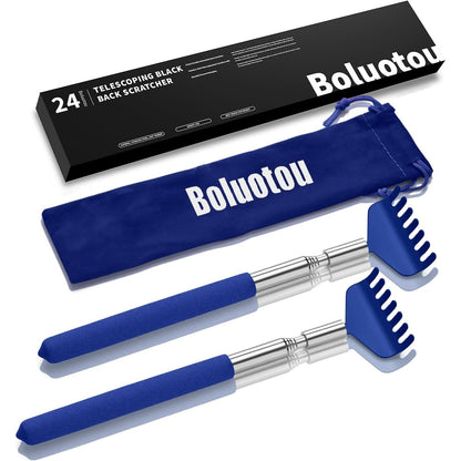 2 Pack Portable Extendable Back Scratcher, Stainless Steel Telescoping Back Scratcher with Beautiful Present Packaging