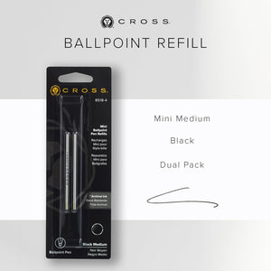 Cross Mini Ballpoint Refill, Medium Point, Pack of 2 - Black Ink