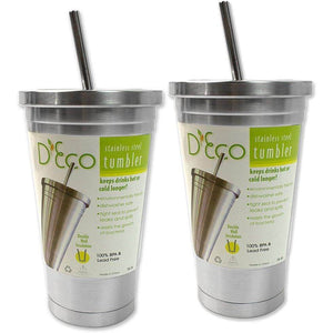 16 oz Stainless Steel Tumblers with Straws & Lids (2 Pack) - Insulated Double Wall Drinking Mug for Keeping Drinks Hot or Cold- Use as Reusable Water Bottle, Coffee Mug, Travel Cup -Great Holiday Gift - My Store