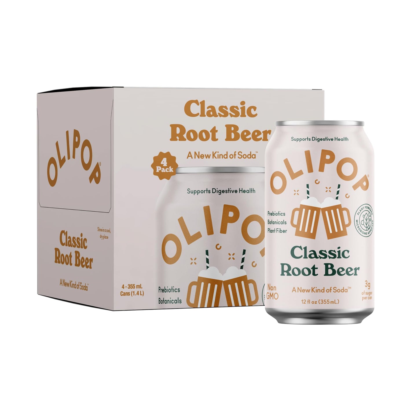 Buy now OLIPOP Prebiotic Soda Pop, Classic Root Beer, Prebiotics, Botanicals, Plant Fiber, 12 fl oz (4 Cans) at indiglob india