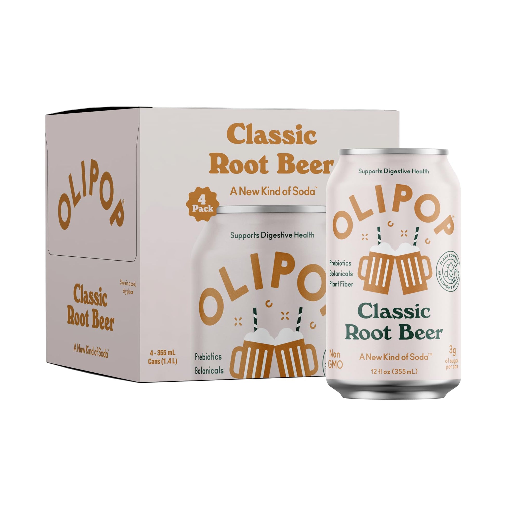 Buy now OLIPOP Prebiotic Soda Pop, Classic Root Beer, Prebiotics, Botanicals, Plant Fiber, 12 fl oz (4 Cans) at indiglob india