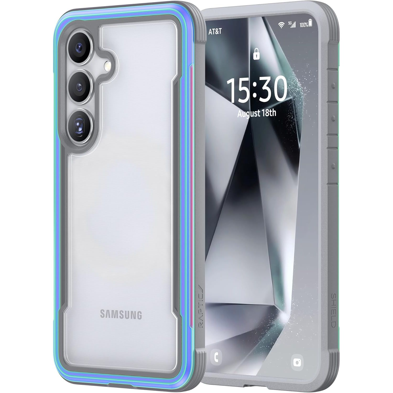 Buy now RAPTIC Shield Crystal Case for Samsung Galaxy S24 Ultra, [13FT Mil-Grade Drop Protection], [Not Yellowing Tech], Durable Anodized Shockproof Aluminum Frame Slim Samsung S24 Ultra Case, Iridescent S24 Plus 6.7" Iridescent at indiglob india