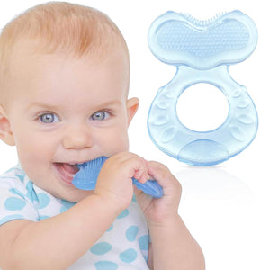 Nuby Silicone Teethe-EEZ Teether with Bristles, Includes Hygienic Case, Colors May Vary