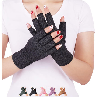 DISUPPO Arthritis Compression Gloves Relieve Pain from Rheumatoid, RSI,Carpal Tunnel, Hand Gloves Fingerless for Computer Typing and Dailywork, Support for Hands and Joints (L, Black)
