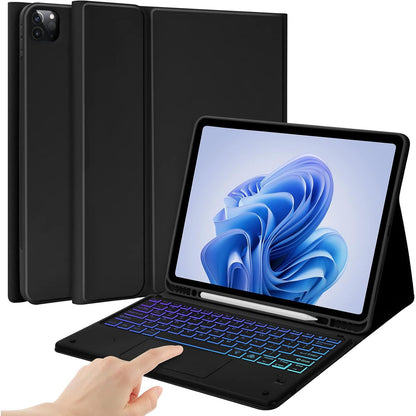 BQSS Keyboard Case for iPad Air 13 inch (M3 2025/M2 2024) & iPad Pro 12.9 inch 6th/5th/4th/3rd Gen Keyboards Cover Detachable Non-Backlit Wireless Keyboards Cases with Pencil Holder Black