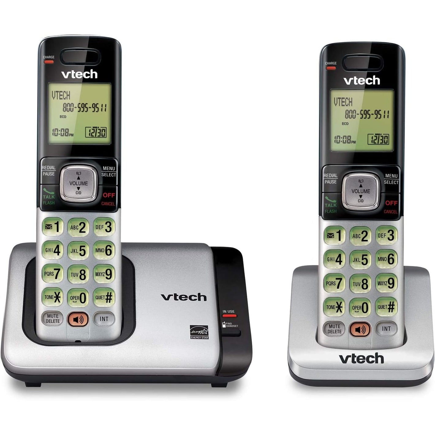 VTech CS6719-2 2-Handset Cordless Phone with Caller ID/Call Waiting, Handset Intercom & Backlit Display/Keypad, Silver