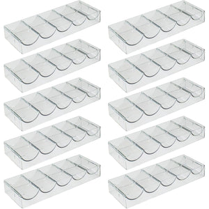 Brybelly 10 Clear Acrylic Poker Chip Trays | for Standard Size Chips & Clay Chips | 10 Total Trays, Each Holds 100 Chips