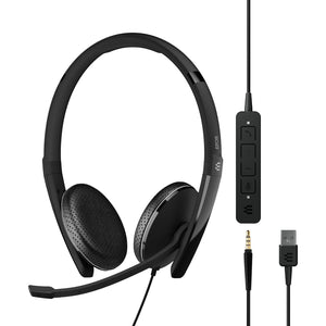 EPOS Adapt 165 USB II - Wired, Double-Sided Headset - 3.5mm Jack and USB Connectivity - UC Optimized - Superior Stereo Sound - Enhanced Comfort - Call Control - Black