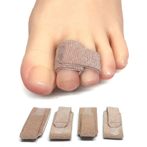 ZenToes Hammer Toe Corrector for Women & Men - Reusable Fabric Buddy Wraps for Broken Toes - Cushioned Toe Splint for Protection & Recovery & Hammertoe Straightener - 4 Count (OSFM, Beige)