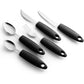 Special Supplies Adaptive Utensils (5-Piece Kitchen Set) Wide, Non-Weighted, Non-Slip Handles for Hand Tremors, Arthritis, Parkinson’s or Elderly Use (Black)