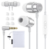 UliX Rider Wired Earbuds in-Ear Headphones, 5 Years Warranty, Earphones with Microphone, with Anti-Tangle Cable, Ear Buds for iPhone, iPad, Samsung, School Students, Kids, Women, Small Ears - Grey - White
