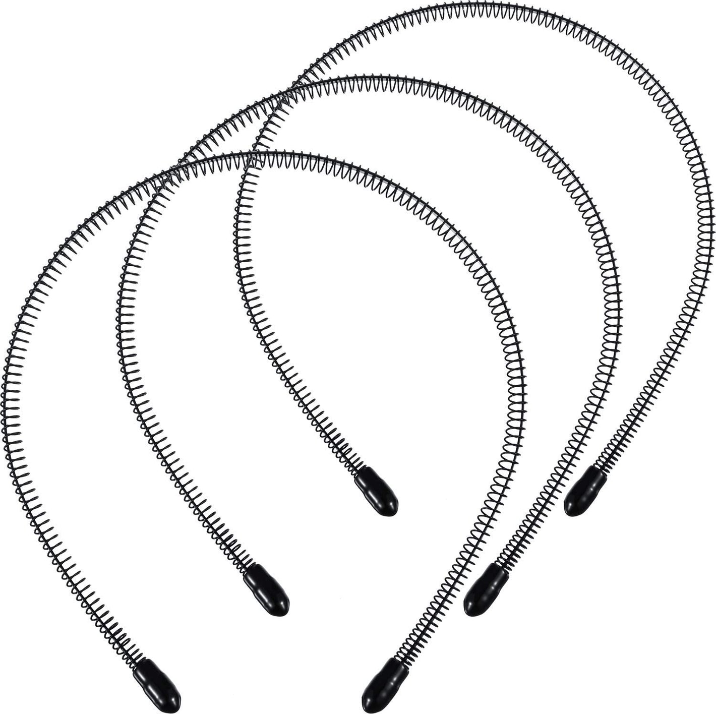 3 Pack Unisex Hair Band Metal Headband Black Head Band Spring Wavy Nonslip Men Women Sports Fashion Headwear (Small Spring)