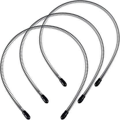 3 Pack Unisex Hair Band Metal Headband Black Head Band Spring Wavy Nonslip Men Women Sports Fashion Headwear (Small Spring)