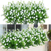 6 Bundles Outdoor Artificial Flowers UV Resistant Fake Boxwood Plants, Faux Plastic Greenery for Indoor Outside Hanging Plants Garden Porch Window Box Home Wedding Farmhouse Decor (Magenta) - White