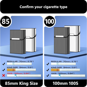 roygra Cigarette Case (2 Pack), Magnetic Switch 20pcs Cigarette Holder Case for Men Women, Cigarettes Smoking Accessories, Metal and Plastic Box for Smoke (Blue + Rosegold, 85mm King Size)