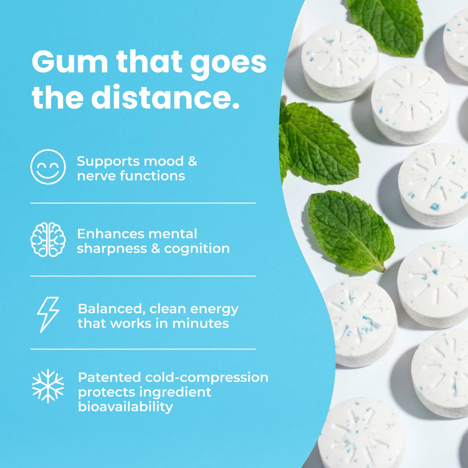 Buy now Neuro Energy & Focus Gum - 40mg Natural Caffeine Gum & Nootropic Energy Supplement with L-Theanine & B Vitamins - Sugar Free, Vegan - Peppermint, 90ct at indiglob india
