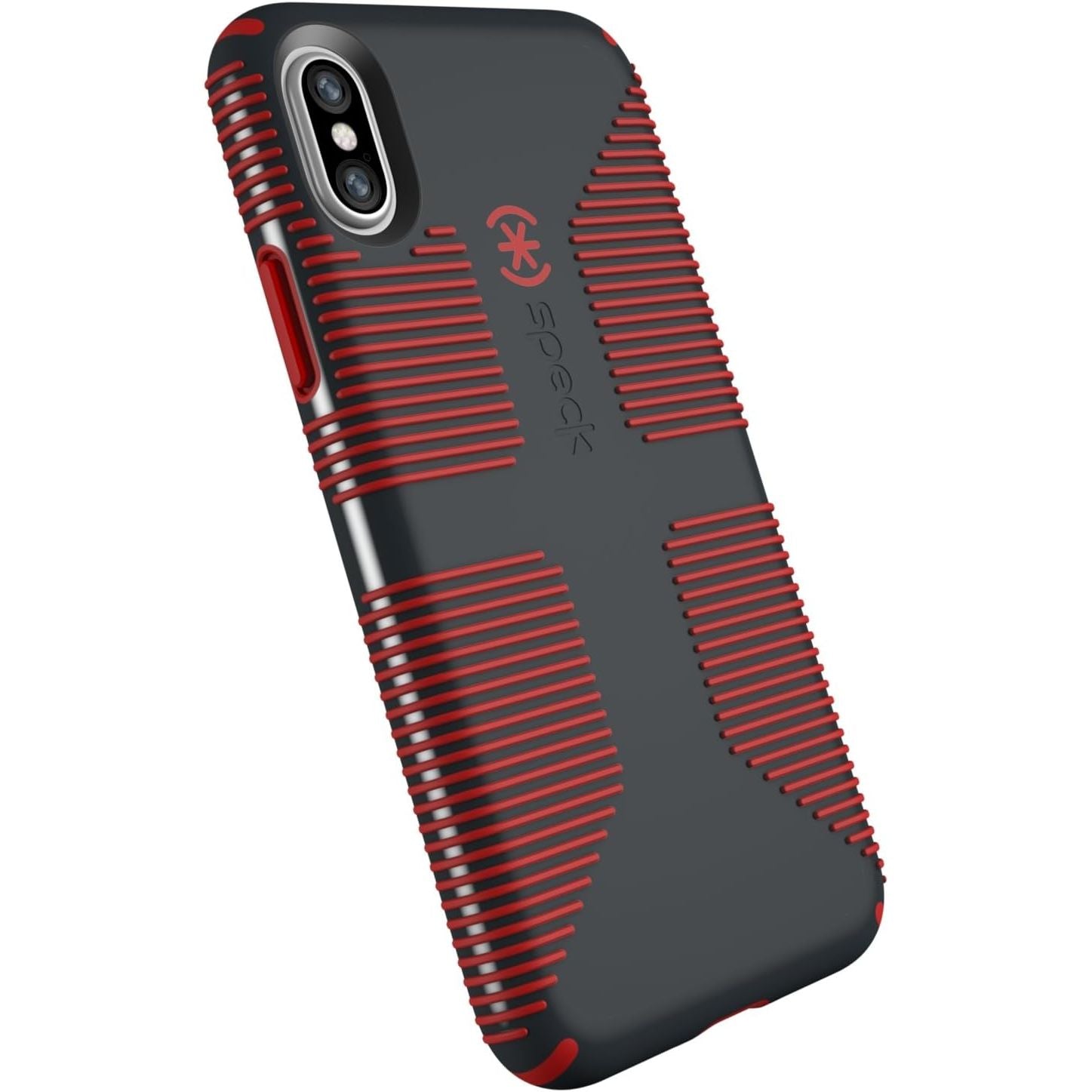 Buy now Speck Products CandyShell Grip Cell Phone Case for iPhone XS/iPhone X - Charcoal Grey/Dark Poppy Red at indiglob india