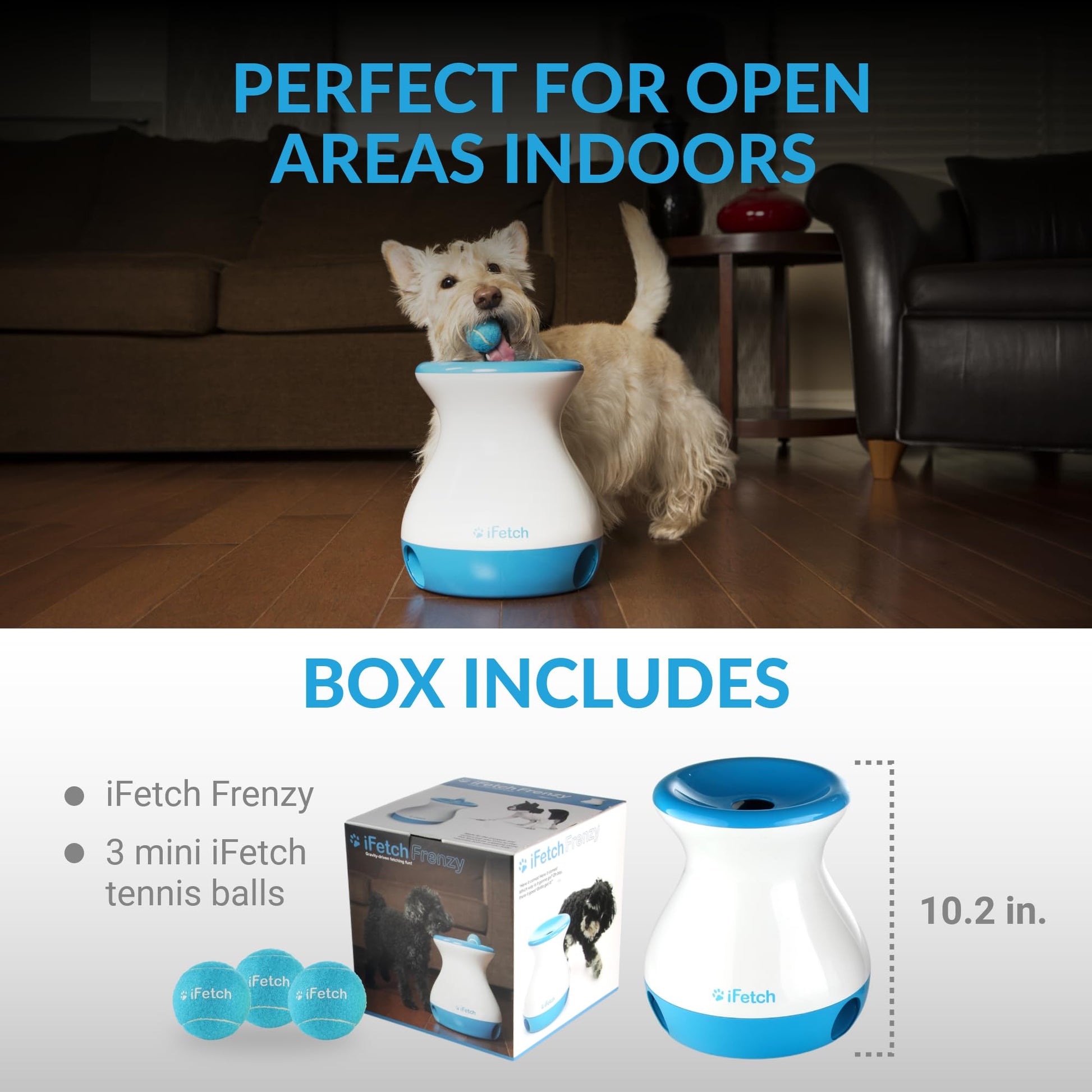 Buy now iFetch Frenzy Interactive Dog Toy, Self Fetch Mini Tennis Ball Machine for Small and Medium Dogs, Includes 3 Tennis Balls, Mental Stimulation Brain Game at indiglob india