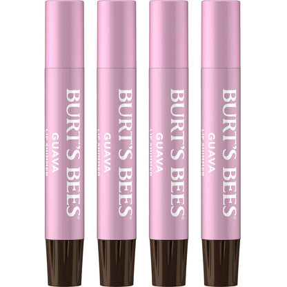 Burt's Bees Shimmer Lip Tint Set, Tinted Lip Balm Stick, Moisturizing for All Day Hydration with Natural Origin Glowy Pigmented Finish & Buildable Color, Guava (4-Pack)