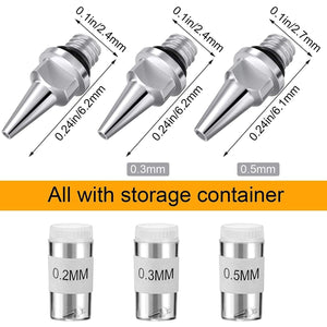 10 pcs Replacement Parts Kit with 0.2/0.3/0.5 mm Airbrush Nozzle ,Airbrush Needle,Airbrush Nozzle Cap,Airbrush Tips Mini Wrench for Airbrush Spray Gun Accessories