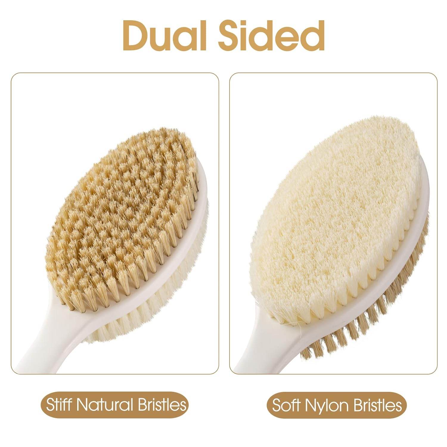 Back Scrubber Anti Slip Long Handle for Shower, Dual-Sided Back Brush with Stiff and Soft Bristles,Body Exfoliator for Bath or Dry Brush. - My Store