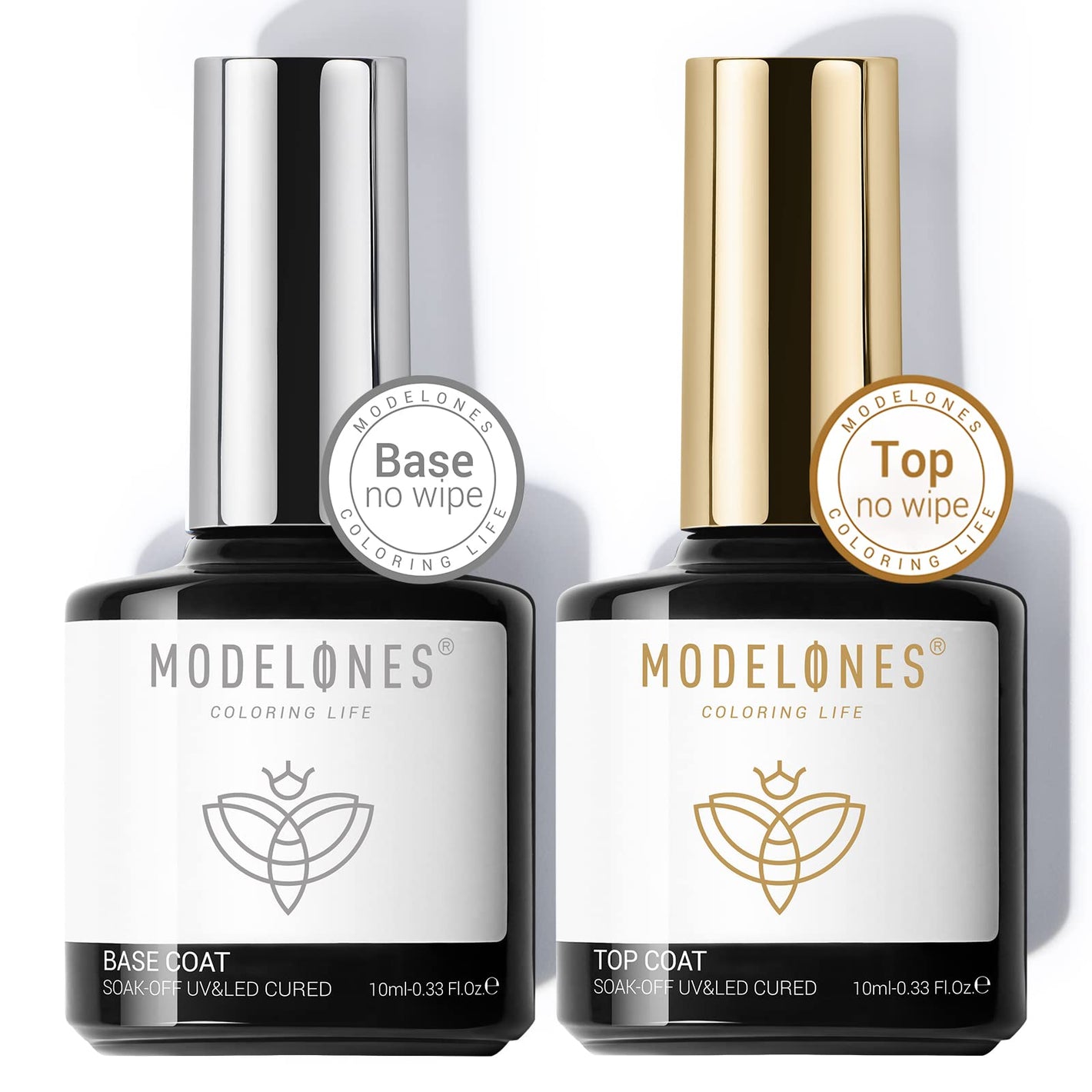 Buy now modelones Gel Nail Polish Top Base Coat, 2 PCS Clear High Glossy Long Lasting Soak Off Home Salon DIY Manicure Gift for Women at indiglob india