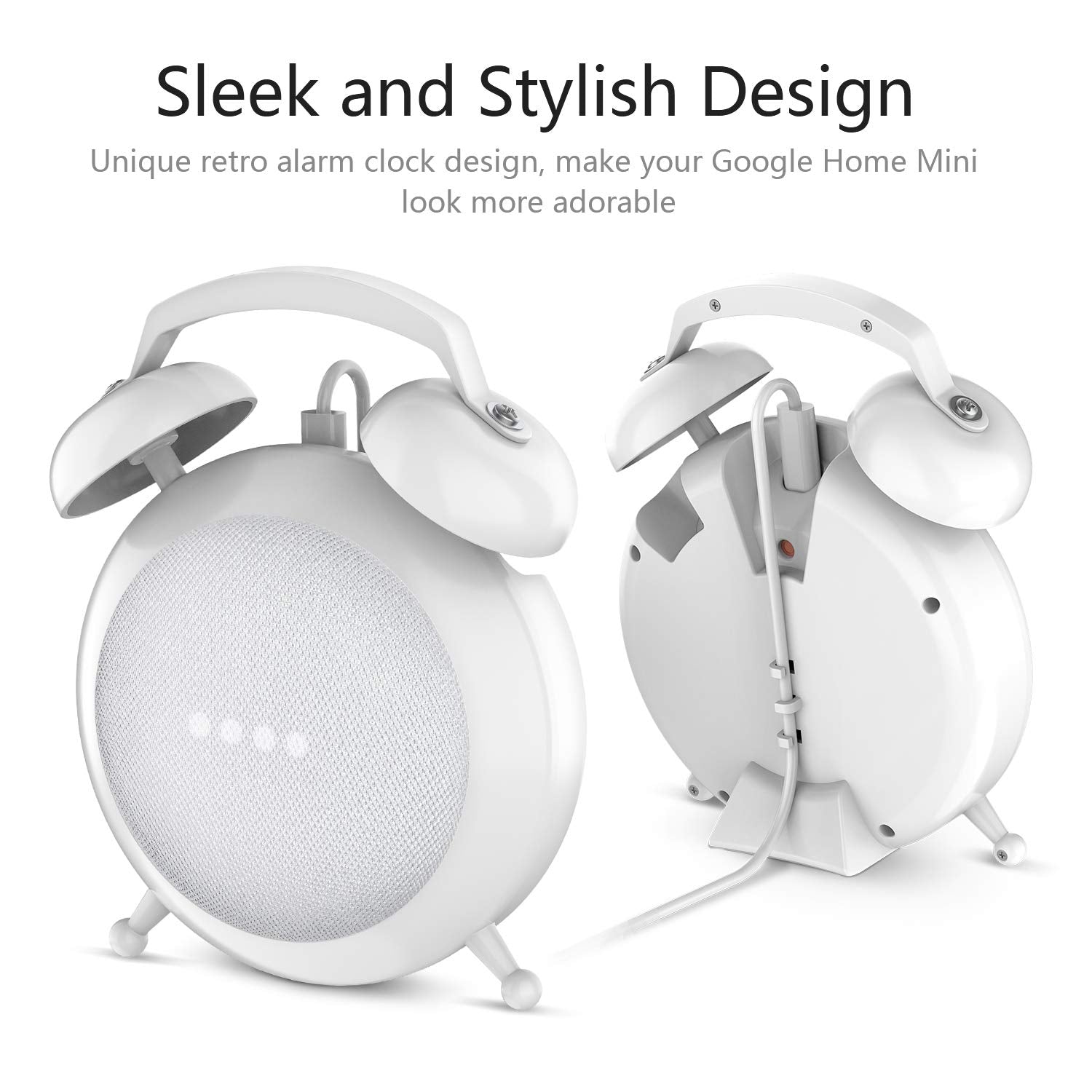 Buy now Google Home Mini Stand Holder, Retro Alarm Clock Stand Mount Base Protective Case Compatible with Google Home Mini and Nest Mini (White) at indiglob india