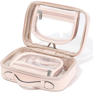 Veki Transparent Makeup Bag Travel Cosmetic Bags Case Waterproof Toiletries Bag Large Capacity Open Storage Bags Organizer With Zipper, Portable Make Up Organizer for Women and Girls