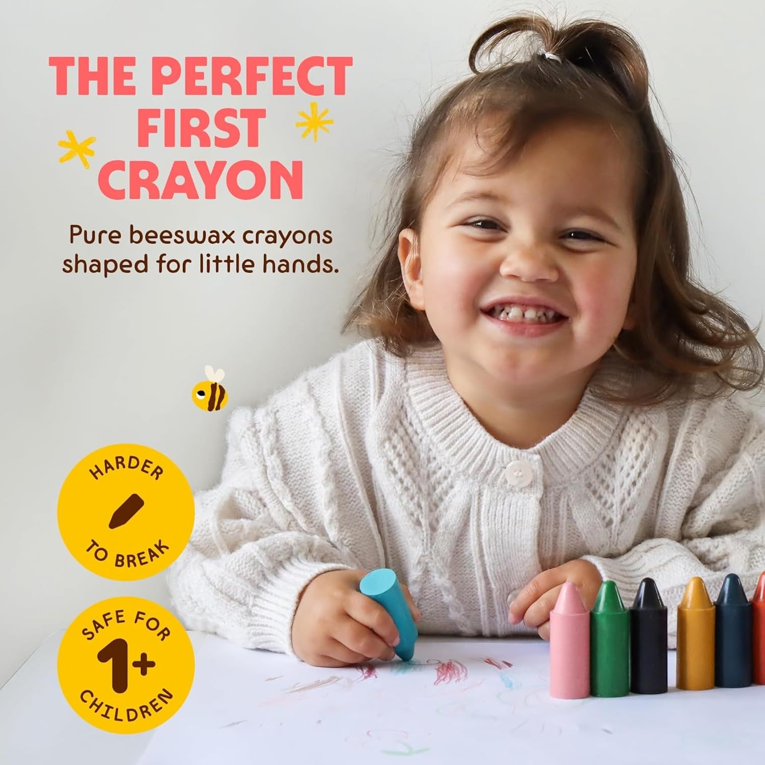 Buy now Honeysticks 100% Pure Beeswax Crayons (12 Pack) - Non Toxic Crayons for Toddlers 1-3, Safe for Baby from 1 Year Old Plus, Handmade with Natural Beeswax and Food-Grade Colors, Eco Friendly at indiglob india