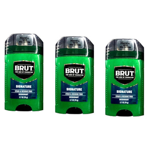 Brut Deodorant Oval Solid 2.25 Oz. - 24 Hour Protection with Trimax (3 Sticks) Original Fragrance 3 Pack