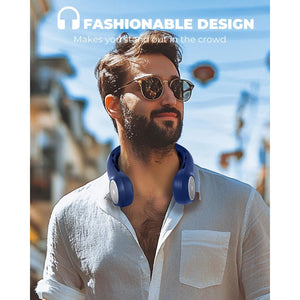 Portable Neck Fan, 4000mAh Rechargeable Bladeless Cooling Fan with 360° Airflow, 3-Speed Personal Cooler for Women Mom, Stylish Gift for Travel, Gym, Office, Blue