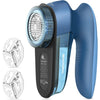 BEAUTURAL Fabric Shaver and Lint Remover, Sweater Defuzzer with 2-Speeds, 2 Replaceable Stainless Steel Blades, Battery Operated, Remove Clothes Fuzz, Lint Balls, Pills, Bobbles Gray - Tufts Blue