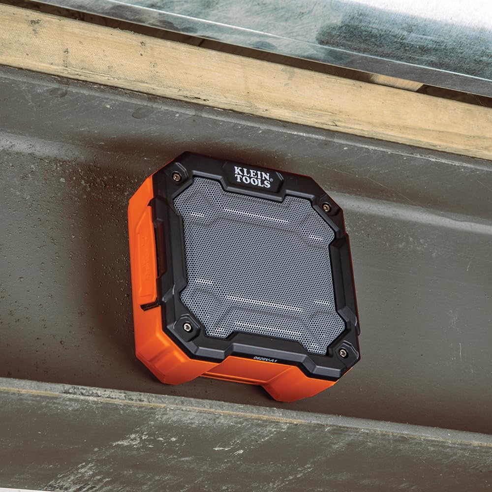 Buy now KLEIN TOOLS AEPJS3 Bluetooth Jobsite Speaker with Magnet and Hook, 20-Hr Run Time, Charge Via USB A or C, Pair Multiple Speakers Via Broadcast, Hands Free Capable at indiglob india
