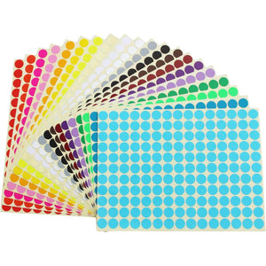 16500 Count 3/8 inch Diameter Round Dot Stickers Color Coding Labels, 20 Colors, 100 Sheets - My Store