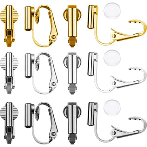 9 Pairs Clip-on Earrings Converter Components 3 Colors for Non-Pierced Ears and Comfort Earring Pads (Style B) (Style A)