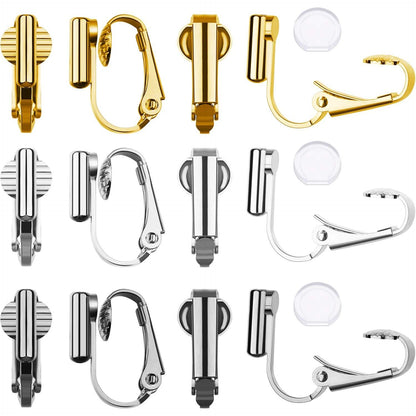 9 Pairs Clip-on Earrings Converter Components 3 Colors for Non-Pierced Ears and Comfort Earring Pads (Style B) (Style A)