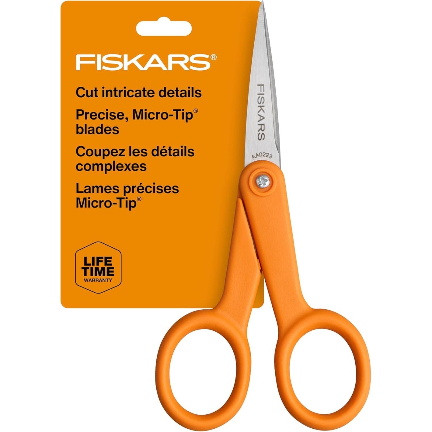Fiskars Premier No. 5 Micro-Tip Orange-Handled Fabric Scissors - Double Loop Handle - Sewing and Craft Scissors - Orange