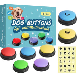 5 Pack Dog Buttons for Communication Starter Pack, DogButtons Training Pet Speaking Buttons with Words Voice Record, Dog Gifts