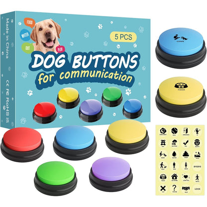 5 Pack Dog Buttons for Communication Starter Pack, DogButtons Training Pet Speaking Buttons with Words Voice Record, Dog Gifts