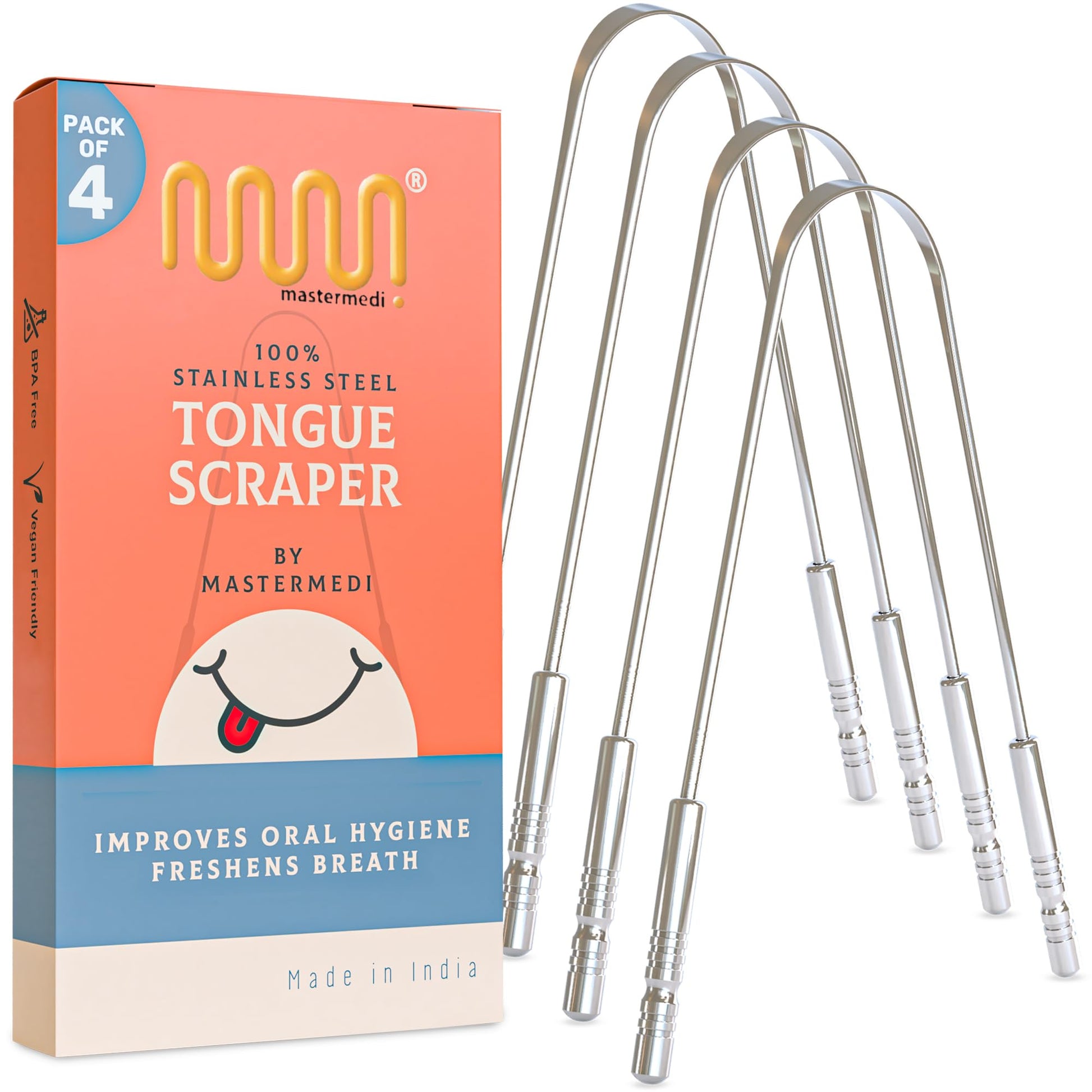 Buy now MasterMedi Tongue Scraper with Case Easy to Use Tongue Scraper for Adults, Tongue Cleaner for Oral Care & Hygiene (Single Pack (with Travel Case)) at indiglob india