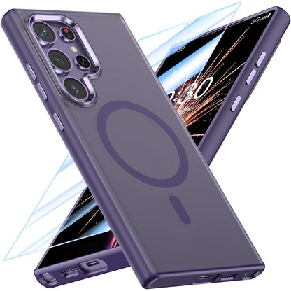 MATEPROX Magnetic Design for Samsung Galaxy S24 Ultra Case, Stylish Slim an-ti Yellow Translucent Matte Shockproof Protective Cover for S 24 Ultra 6.8'' 2024-Titanium Gray