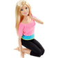 Barbie Made To Move Doll, Ultra-Posable, 22 Points To Bend, Black Leggings, Color-Blocked Top, Long Blond Hair
