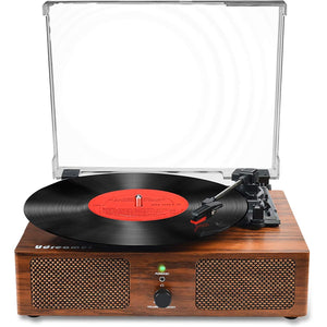 Vinyl Record Player Wireless Turntable with Built-in Speakers and USB Belt-Driven Vintage Phonograph Record Player 3 Speed for Entertainment and Home Decoration