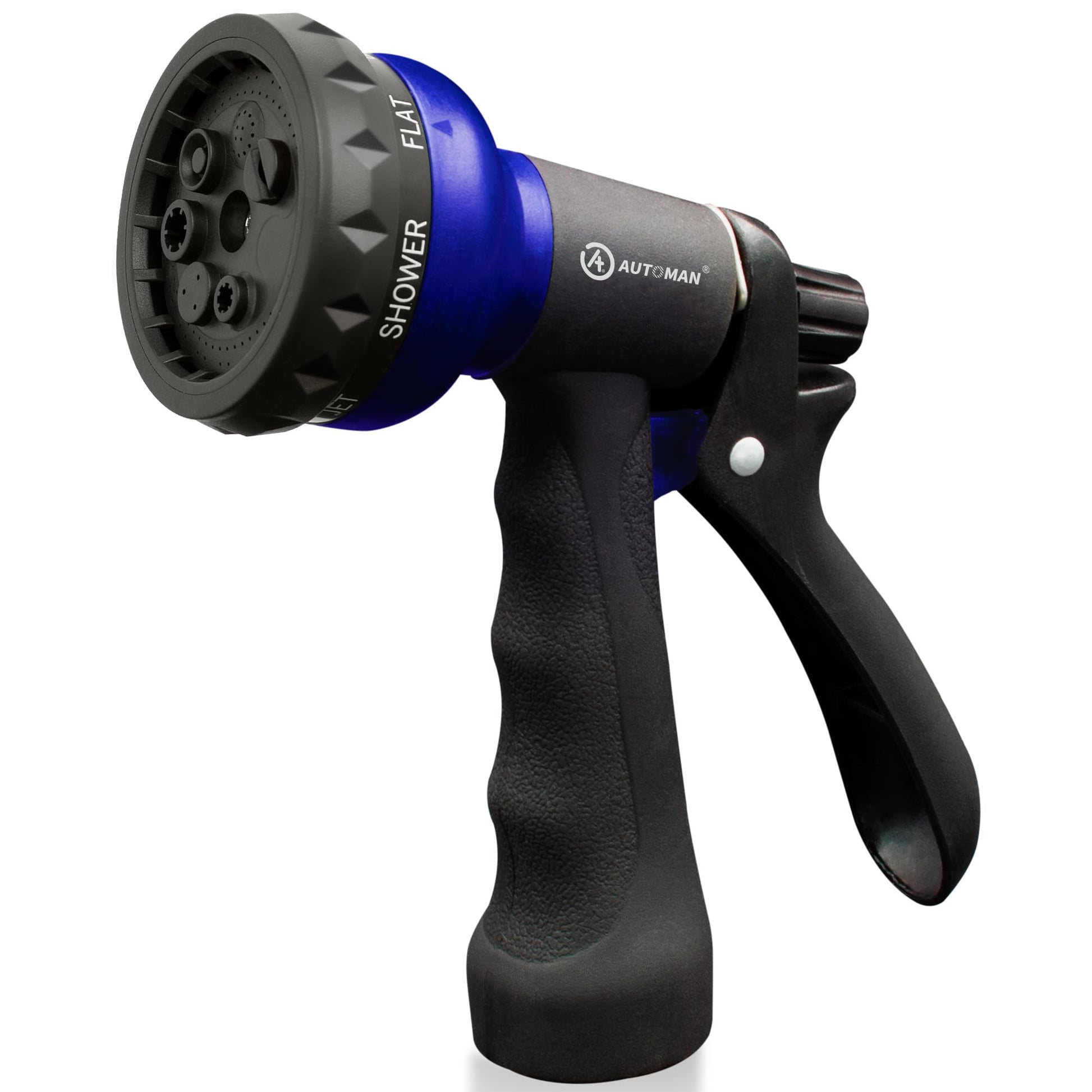 Buy now AUTOMAN-Garden-Hose-Nozzle, ABS Water Spray Nozzle with 7 Adjustable Watering Patterns, Slip Resistant for Watering Plants, Lawn& Garden, Washing Cars, Cleaning, Showering Pets & Outdoor Fun. Royal Blue at indiglob india