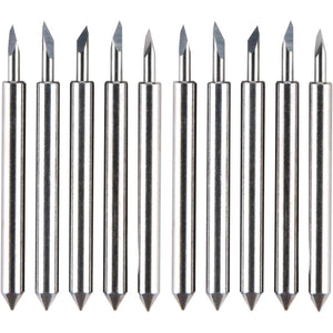 HQMaster 60 Degree Tungsten Steel Lettering Blade Vinyl Cutter Blades for Roland Cutting Plotter, Blue Cap Pack of 10