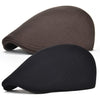 Men Cotton Newsboy Cap Soft Fit Cabbie Hat - Black/Brown