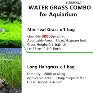 Aquarium Plant S.e,e,ds. not Fish Tank Aritificial Plastic Plant,10gram Mini-Leaf+8grame Long Hair Grass Fresh Water Carpet Decor