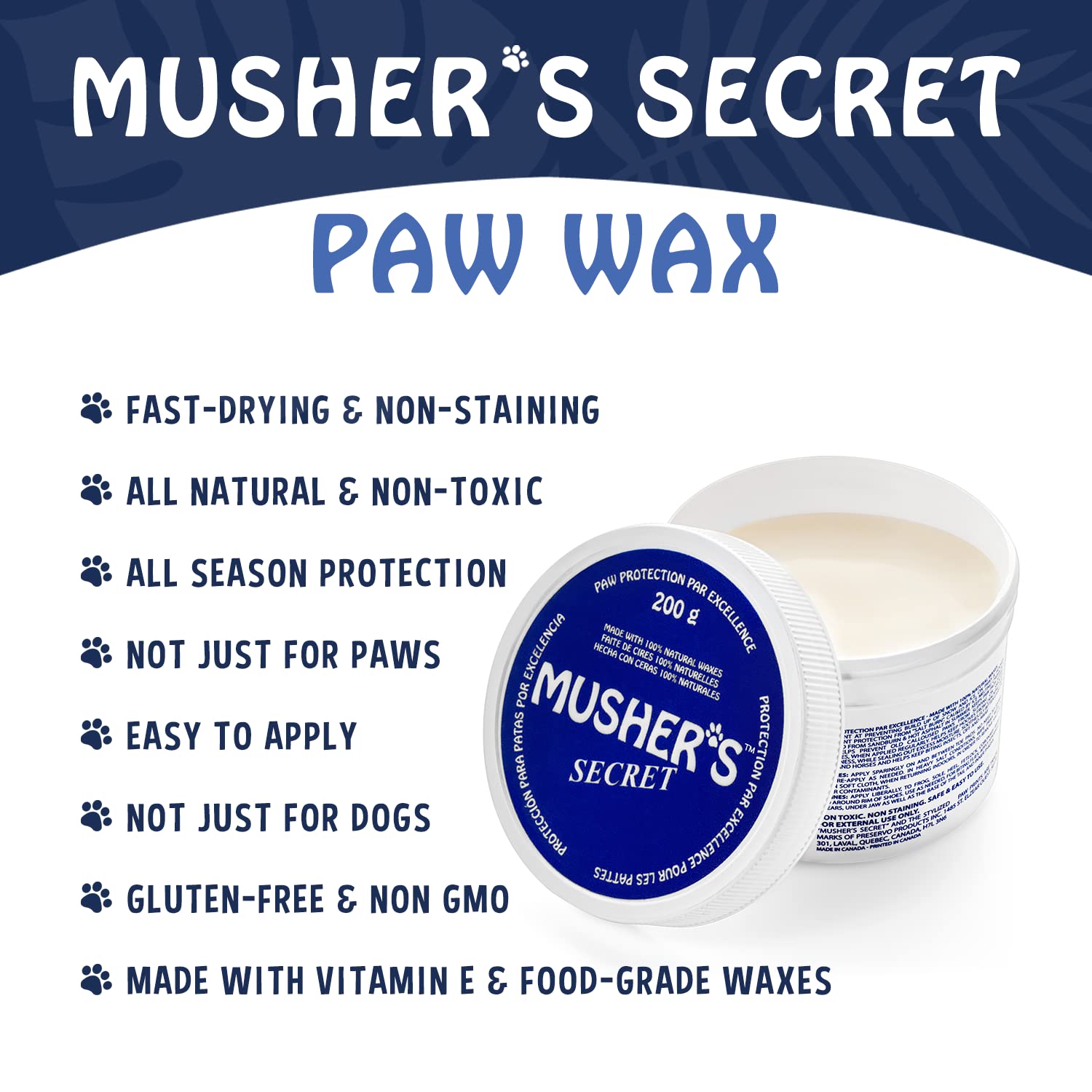 Buy now Musher’s Secret Dog Paw Wax 200g – Natural Paw Balm for Dogs with Vitamin E – Helps Protect Paws from Hot Pavement, Ice & Salt – Moisturizes Cracked Pads – Lick-Safe, Non-Toxic Dog Paw Protector at indiglob india